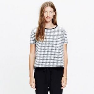 Madewell Brushed Windowpane Plaid Sweater Top Wool